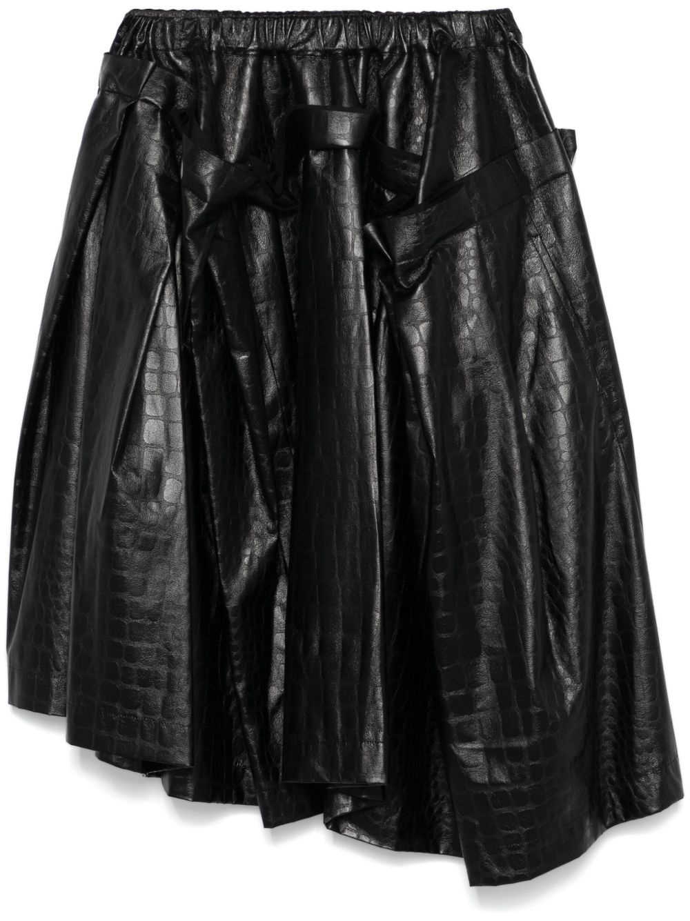 Comme Des Garçons 鳄鱼纹中长半身裙 - 黑色