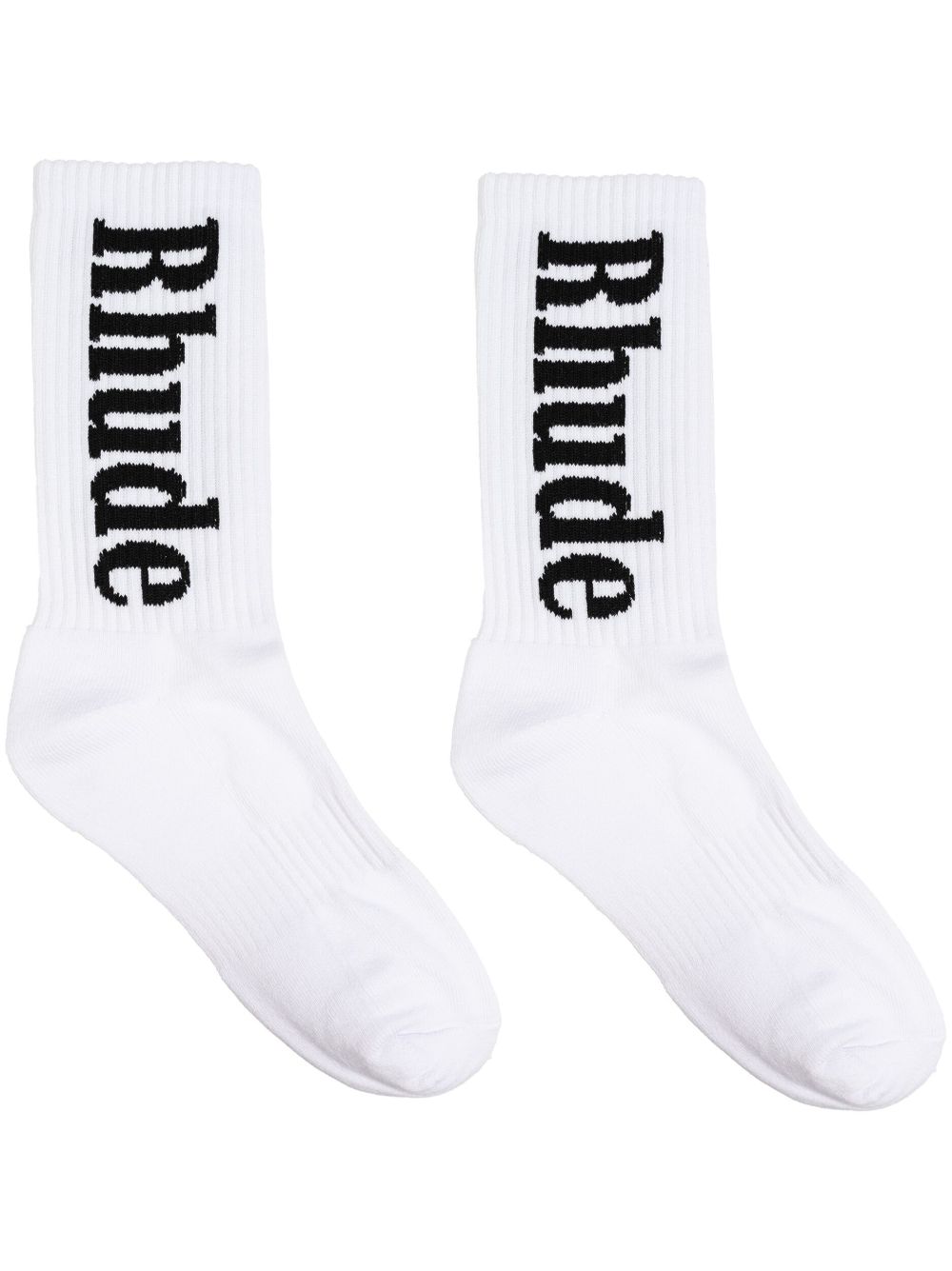 RHUDE logo嵌花针织袜 - 白色