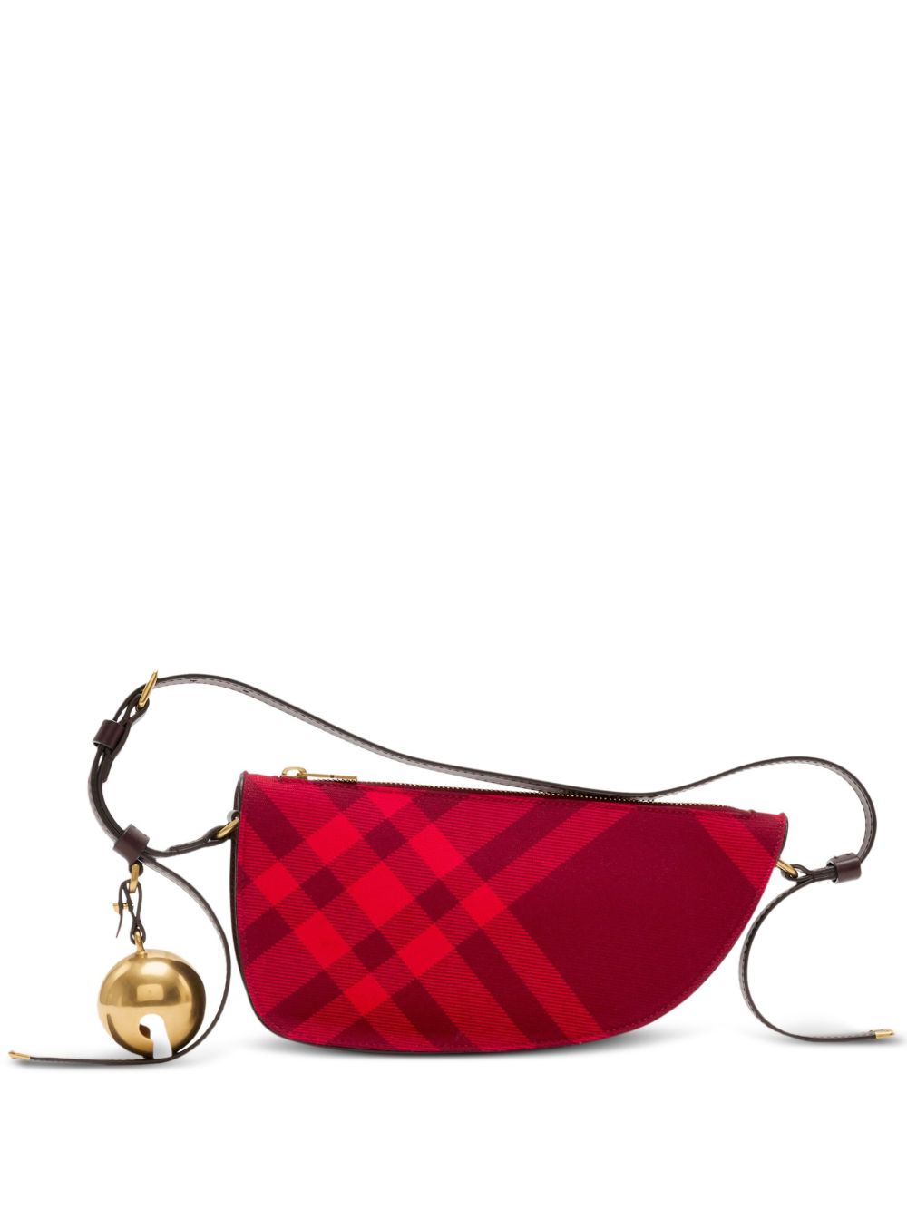 Burberry Shield 迷你格纹图案单肩包 - 红色