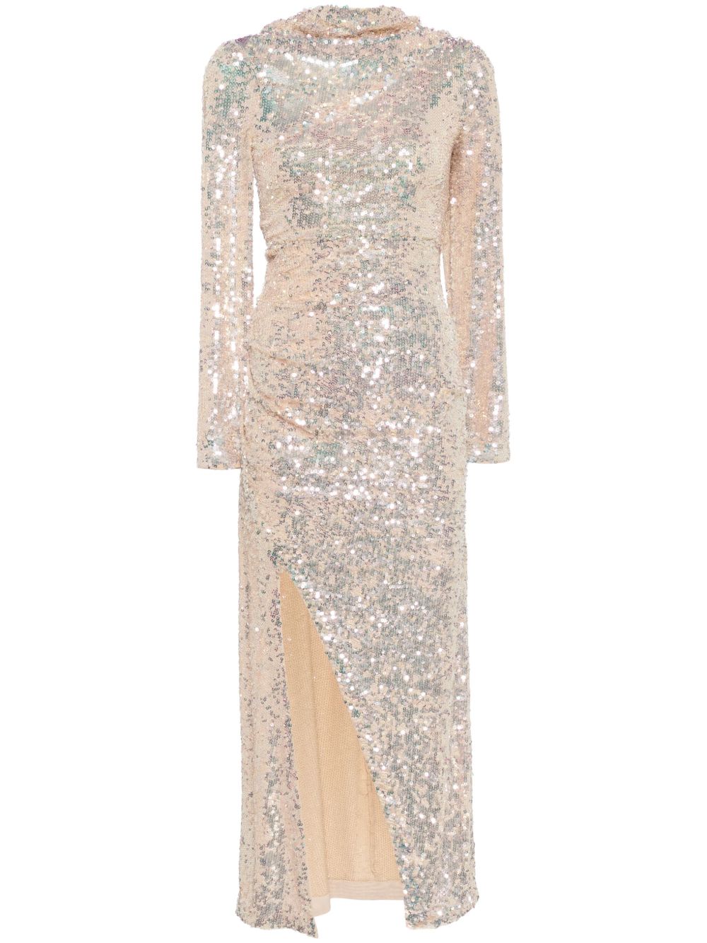 Needle & Thread Claudette Sequin 超长连衣裙 - 金属色