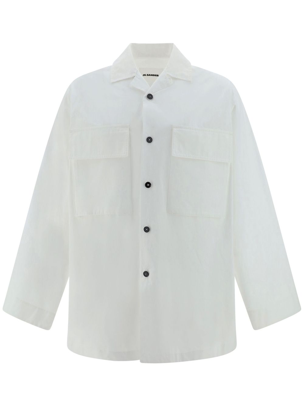 Jil Sander logo标签棉衬衫 - 白色
