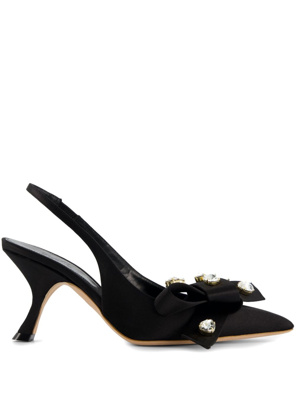 Giambattista Valli 蝴蝶结细节裹踝高跟鞋 - 黑色