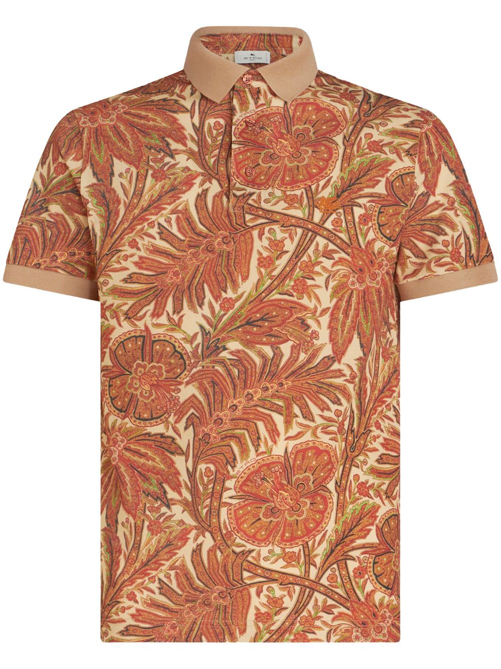 ETRO 花卉印花棉polo衫 - 褐色