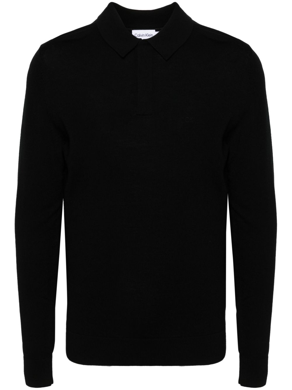 Calvin Klein logo刺绣polo衫 - 黑色