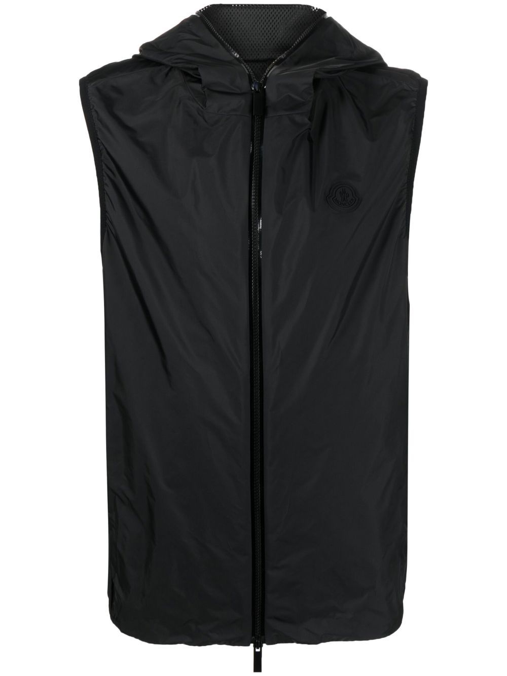 Moncler 标贴连帽马甲 - 黑色