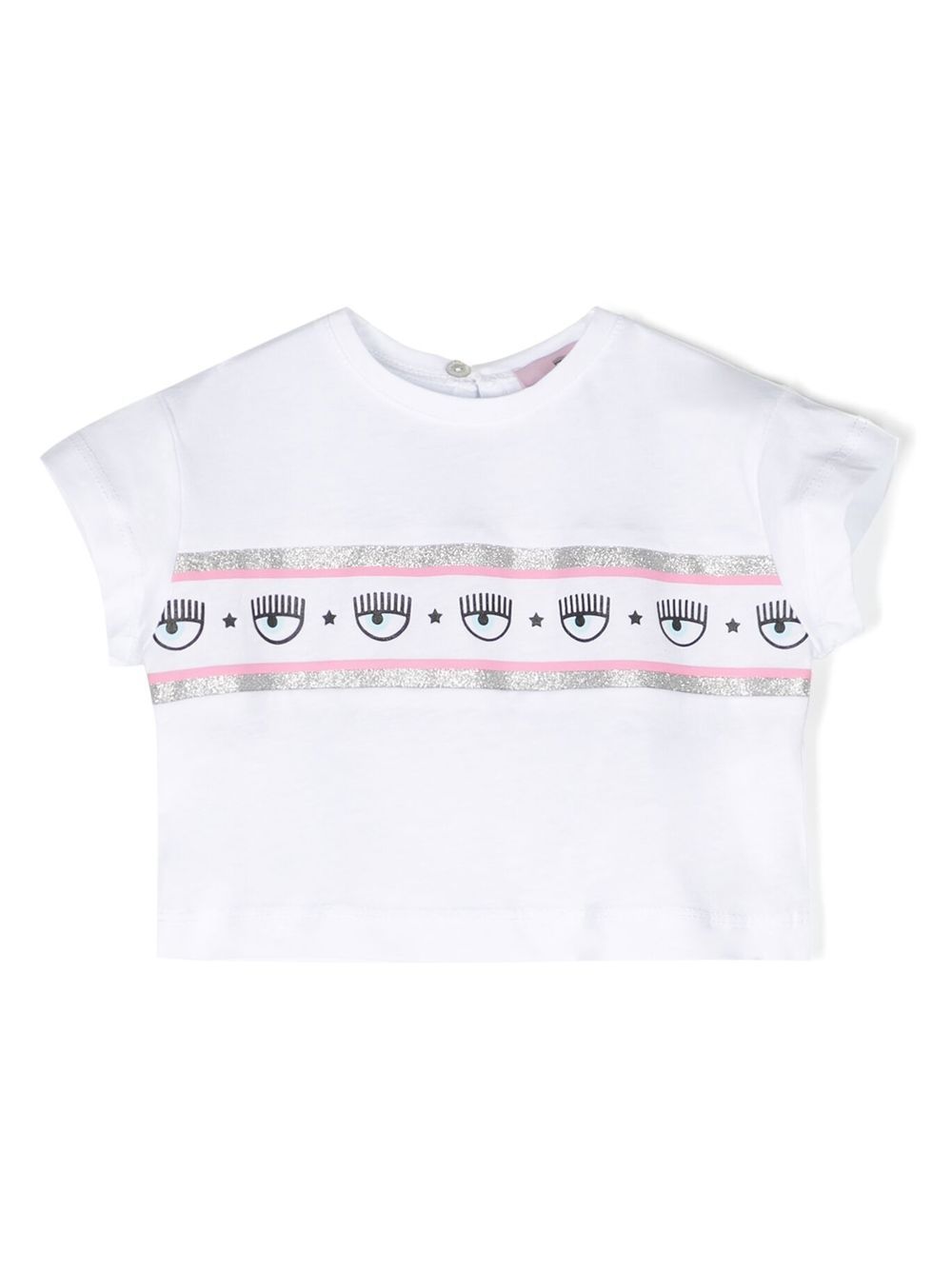 Chiara Ferragni Kids logo条纹T恤 - 白色
