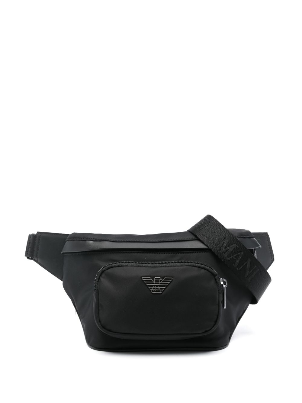 Emporio Armani logo标牌腰包 - 黑色