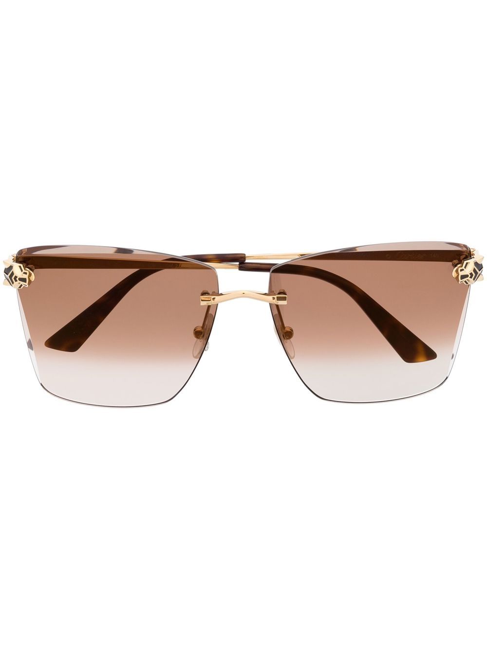 Cartier Eyewear logo细节方框太阳眼镜 - 金色
