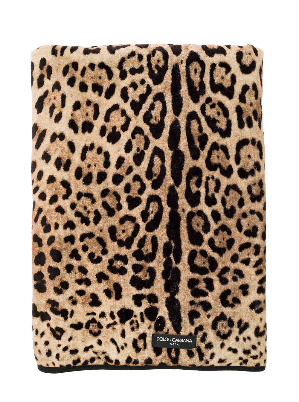 Multicolor Bath Towel Wirh All-over Leopard Print In Cotton Dolce & Gabbana