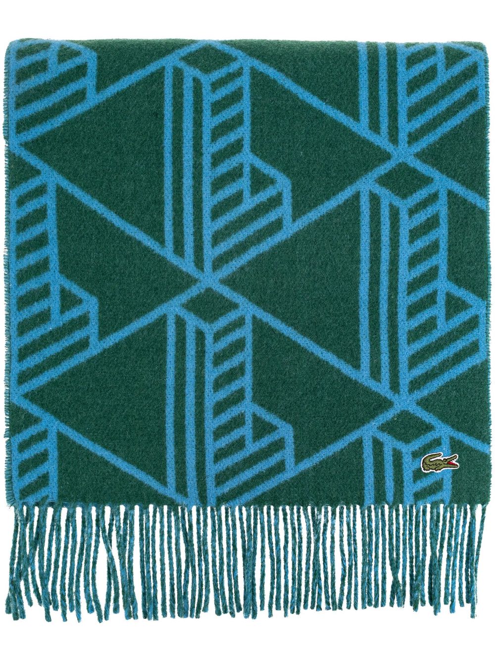 Lacoste logo提花围巾 - 绿色
