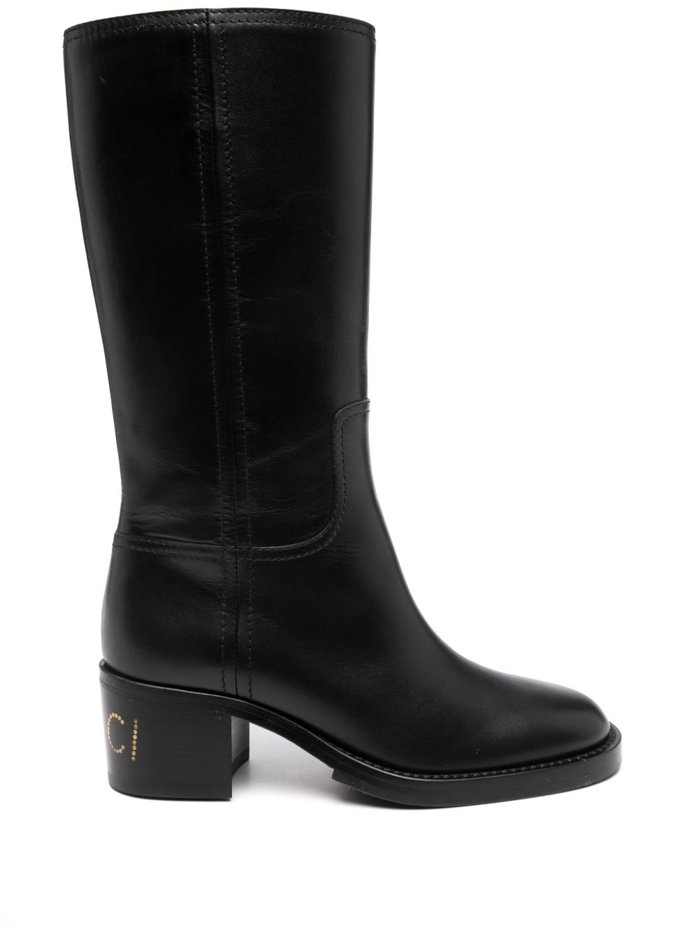 Gucci logo铆钉低跟靴子（4.5厘米） - 黑色