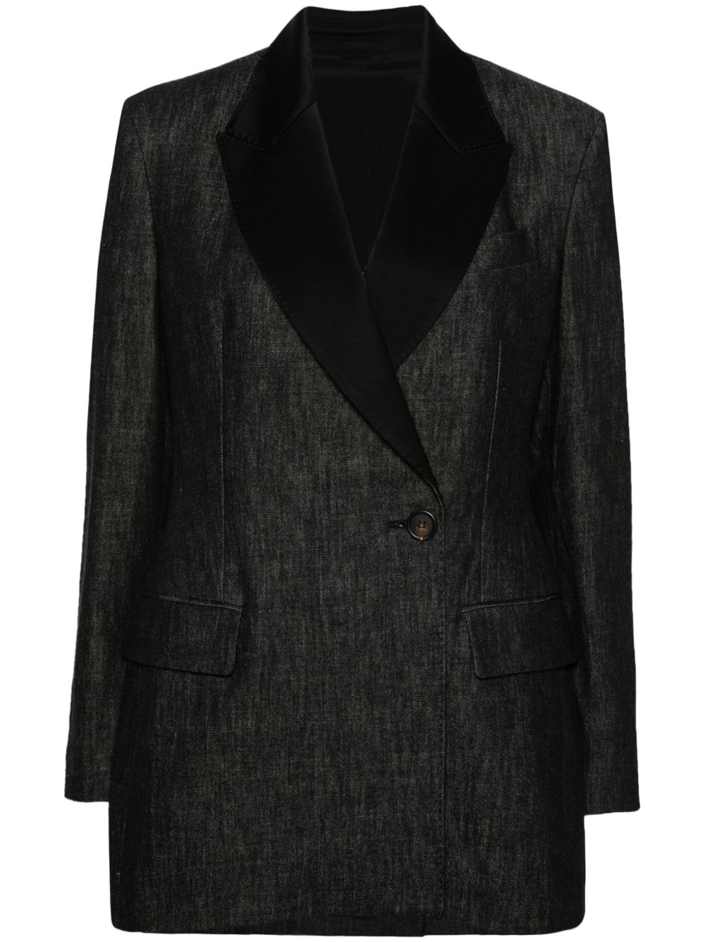Brunello Cucinelli 双排扣牛仔西装夹克 - 黑色