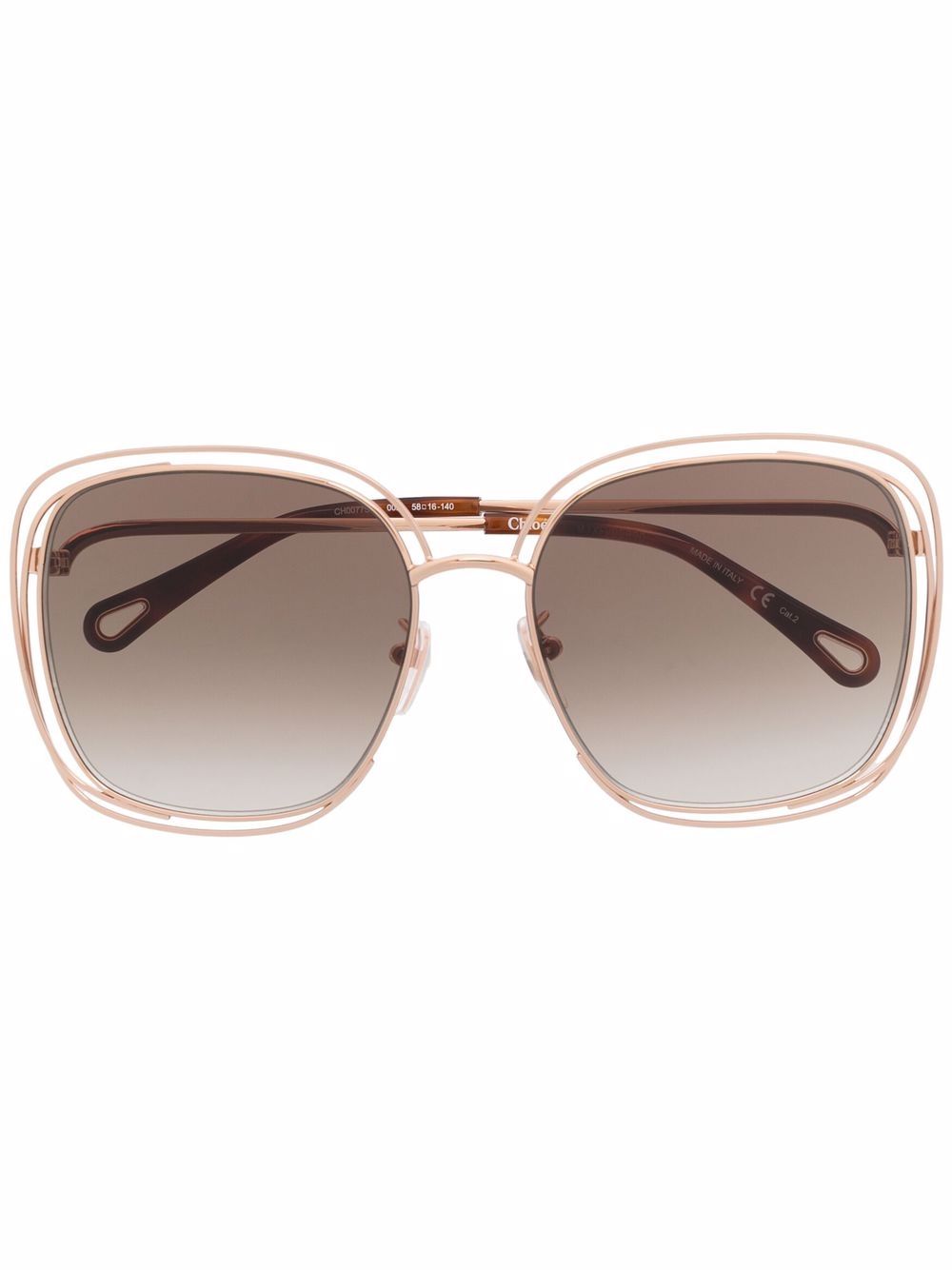 Chloé Eyewear 超大框太阳眼镜 - 金属色