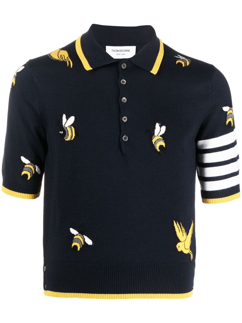 Thom Browne 四条纹polo衫 - 蓝色
