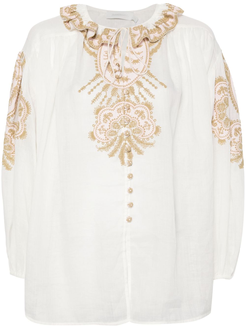 ZIMMERMANN Waverly 刺绣罩衫 - 中性色
