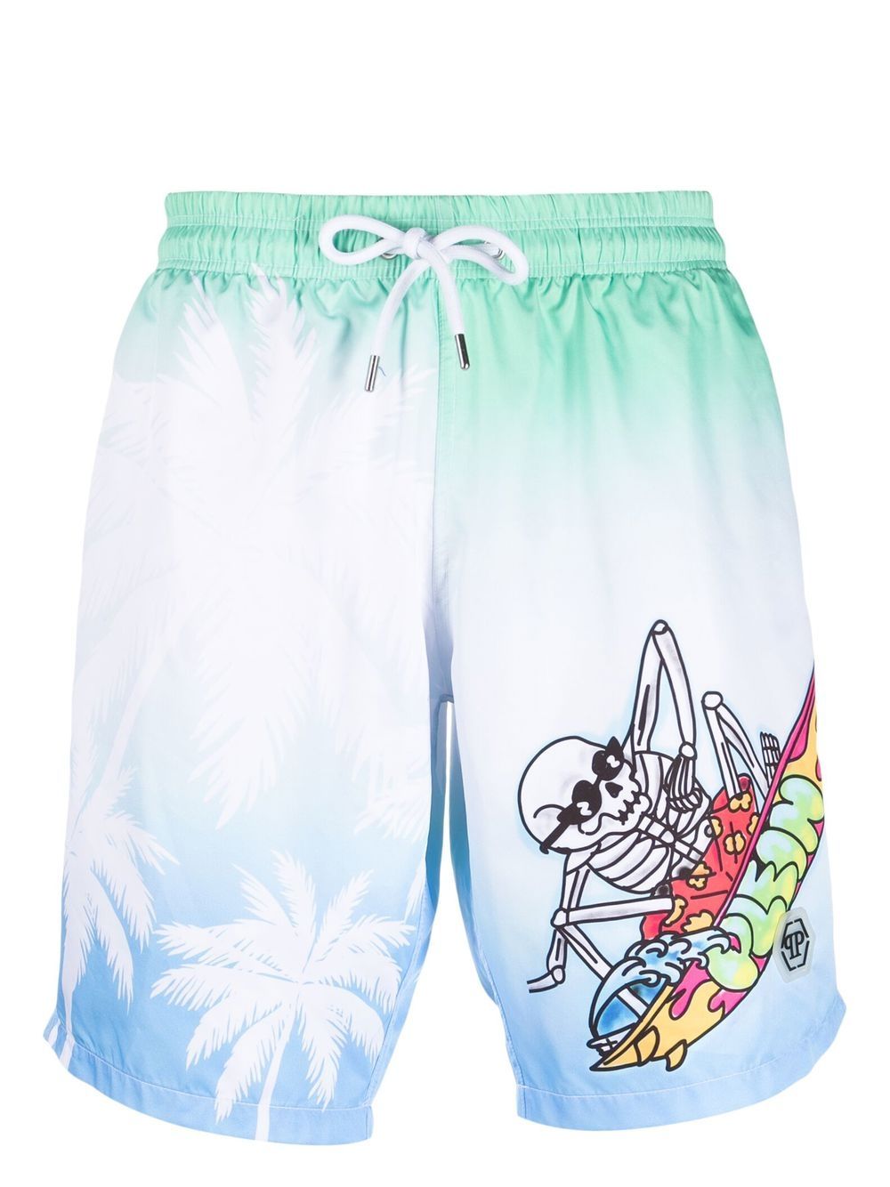 Philipp Plein 图案印花泳裤 - 蓝色