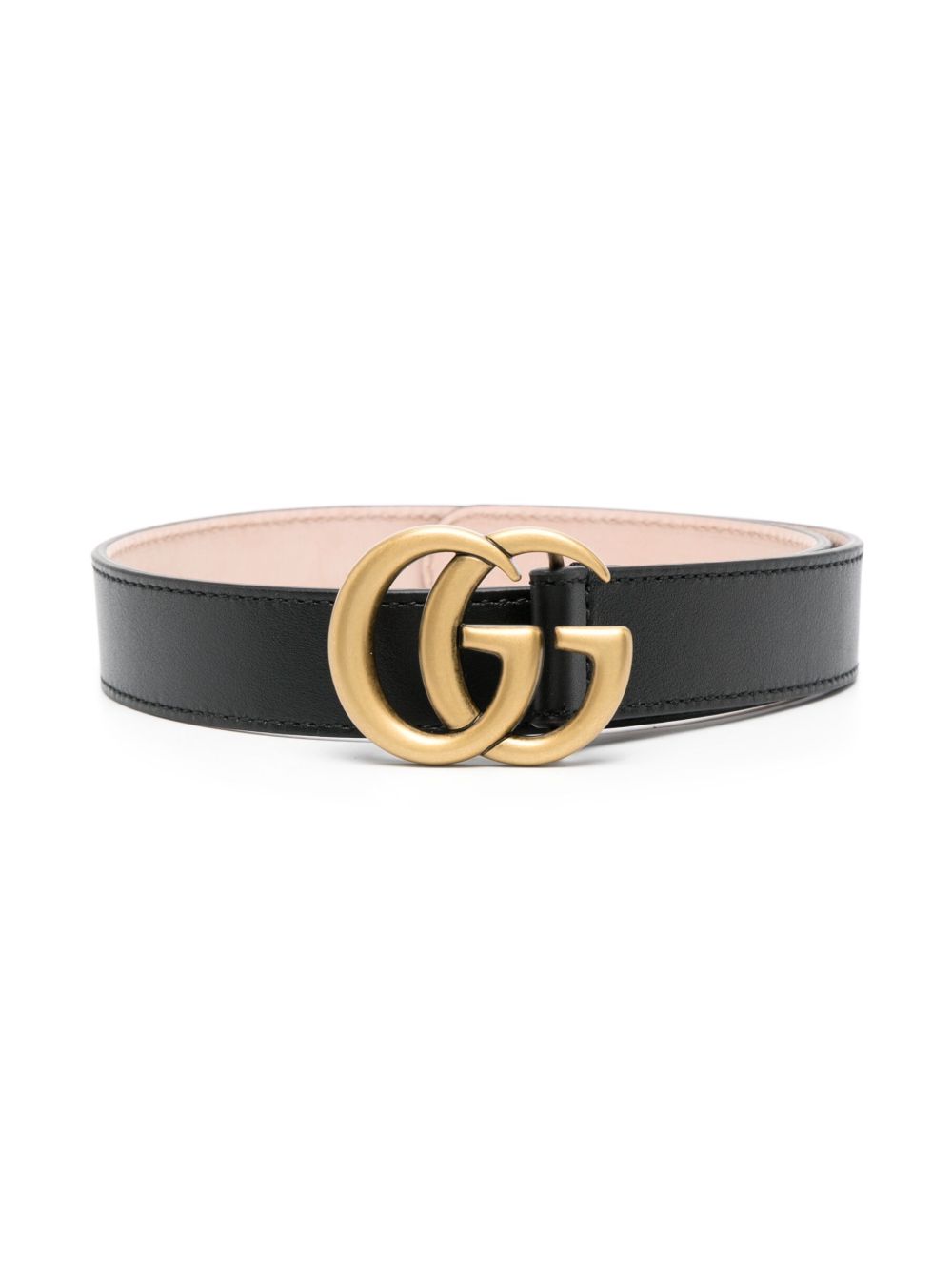 Gucci Kids GG logo扣环皮质腰带 - 黑色
