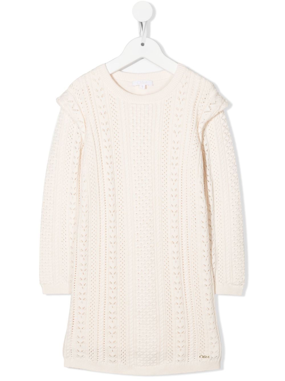 Chloé Kids 网眼编织中长连衣裙 - 白色