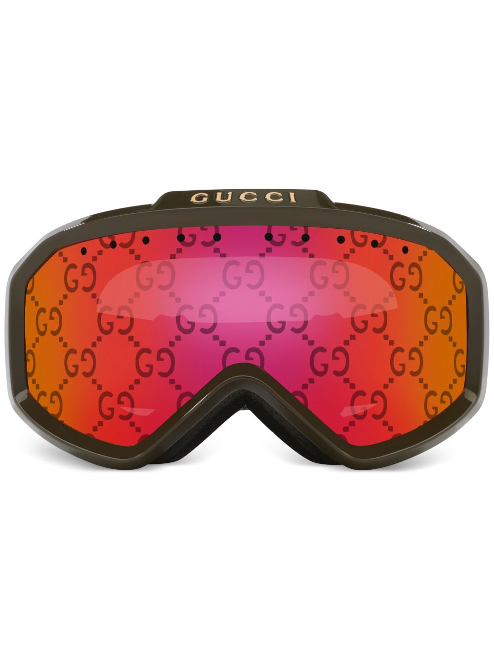Gucci Eyewear logo印花滑雪护目镜 - 绿色