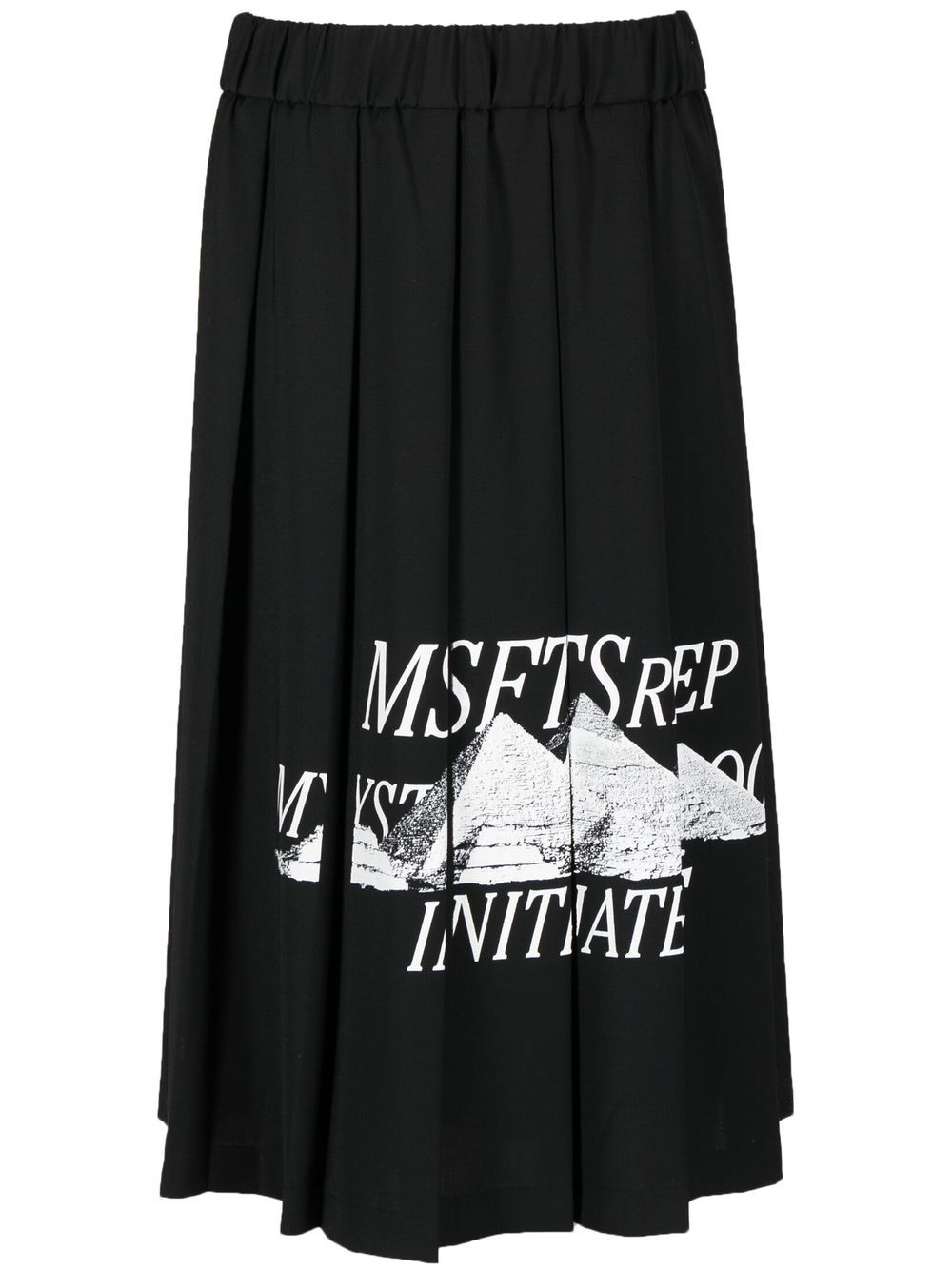 MSFTSrep logo印花百褶半身裙 - 黑色