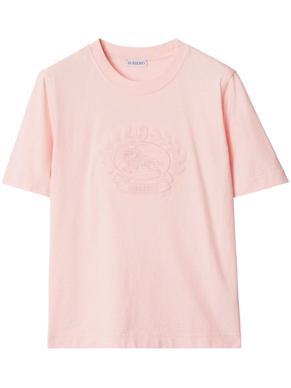 Burberry logo刺绣棉T恤 - 粉色