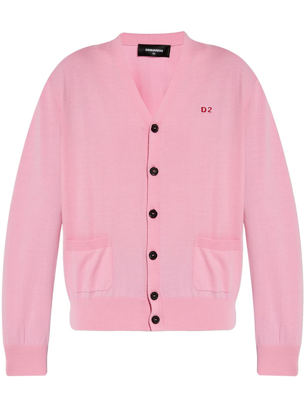 DSQUARED2 V领logo贴花开衫 - 粉色
