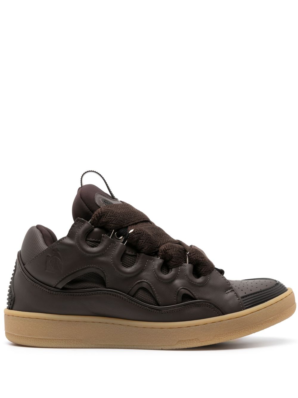 Lanvin Curb 皮质运动鞋 - 褐色