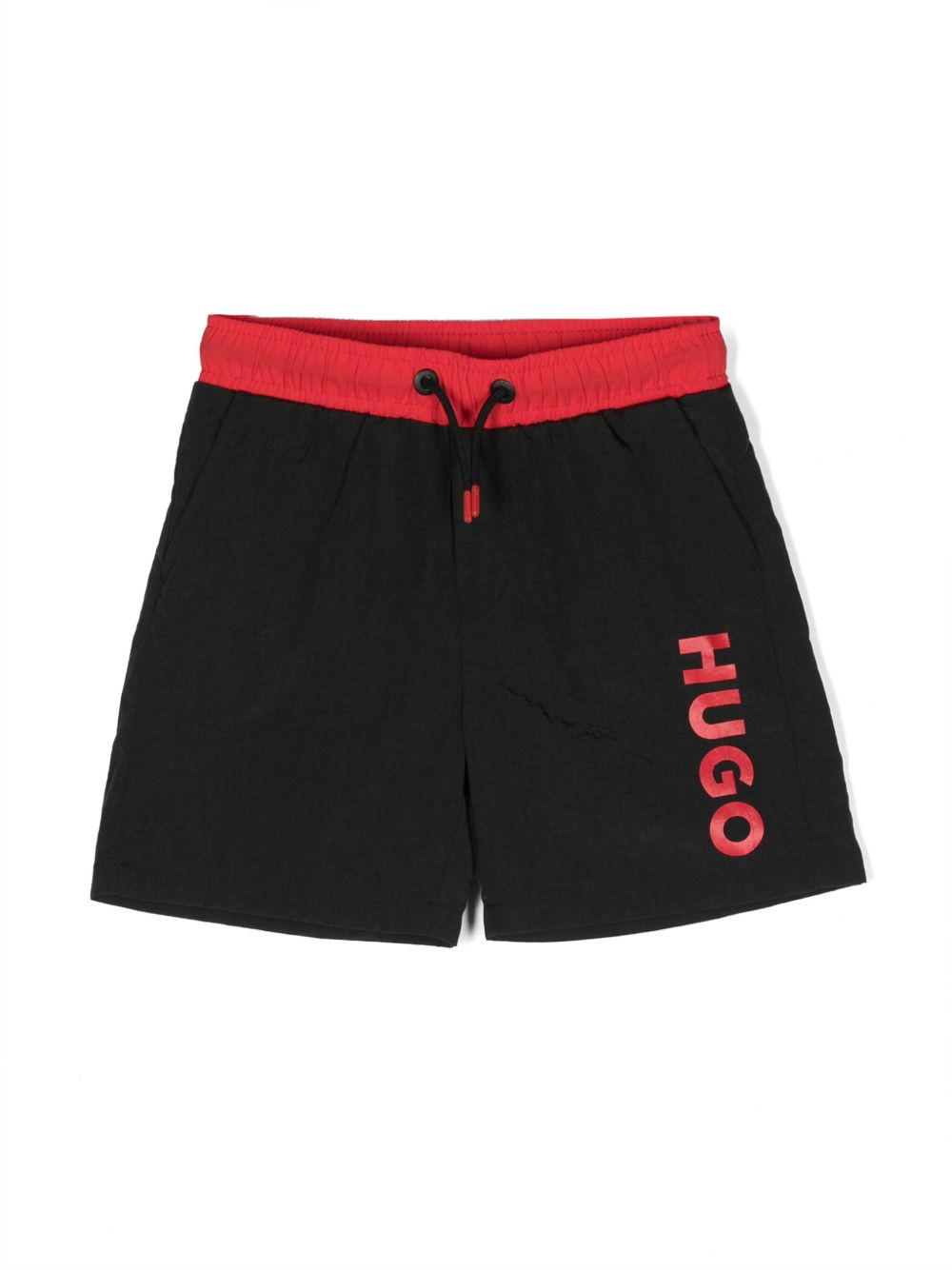 HUGO KIDS logo印花泳裤 - 黑色