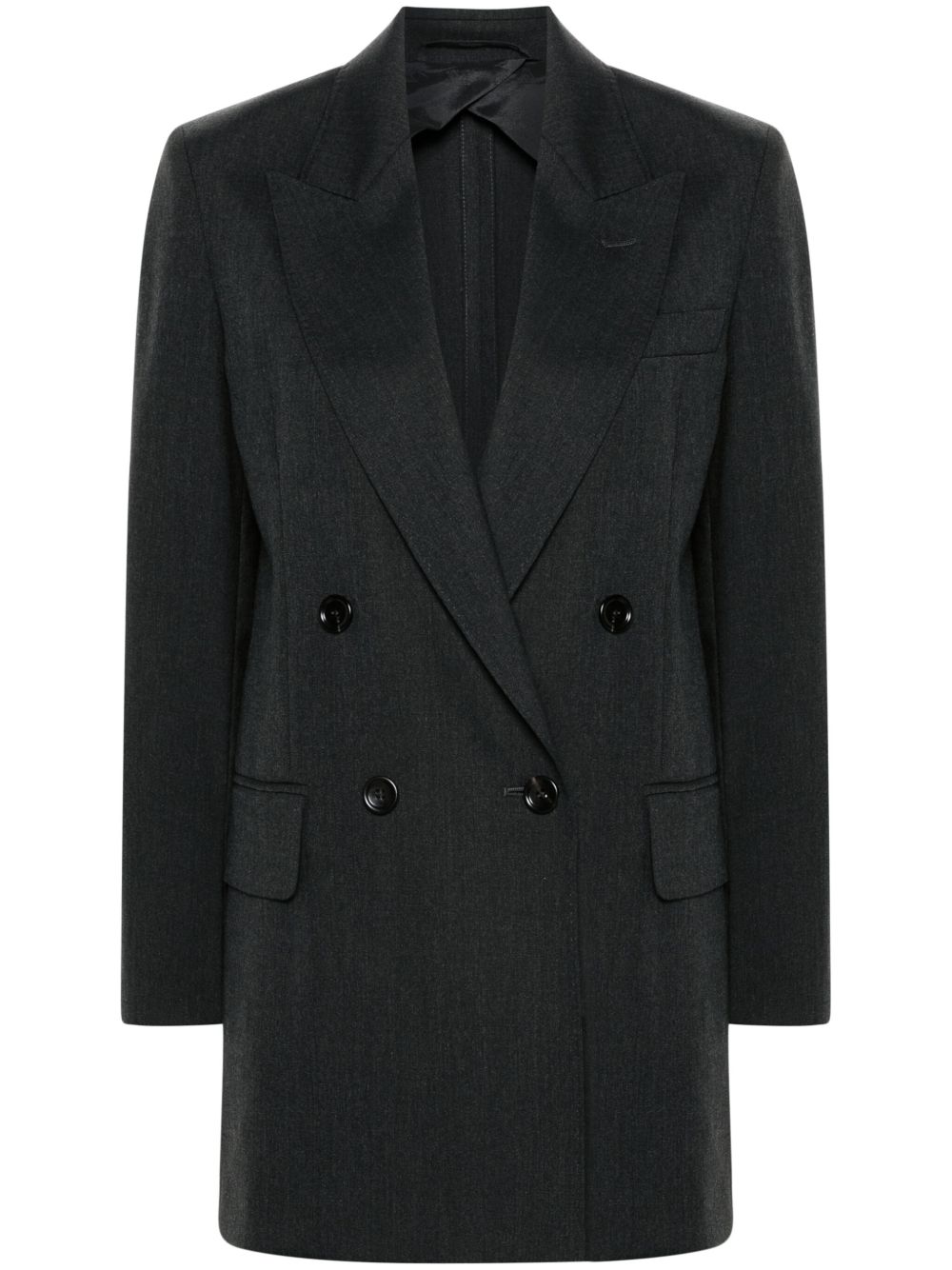 Max Mara 戗驳领双排扣西装夹克 - 灰色