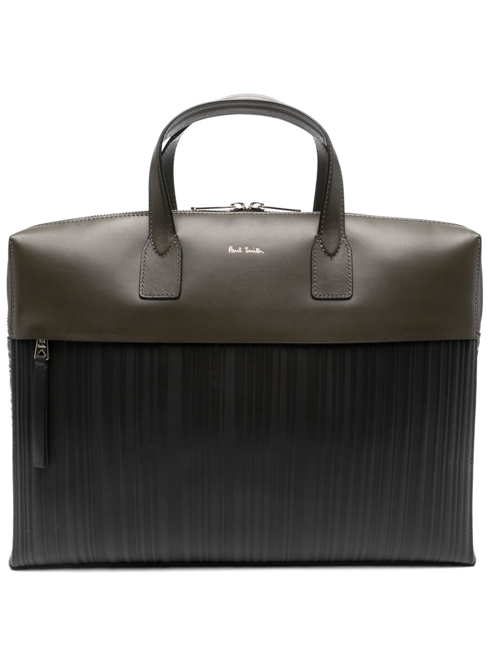 Paul Smith Shadow Stripe 压纹皮质公文包 - 绿色
