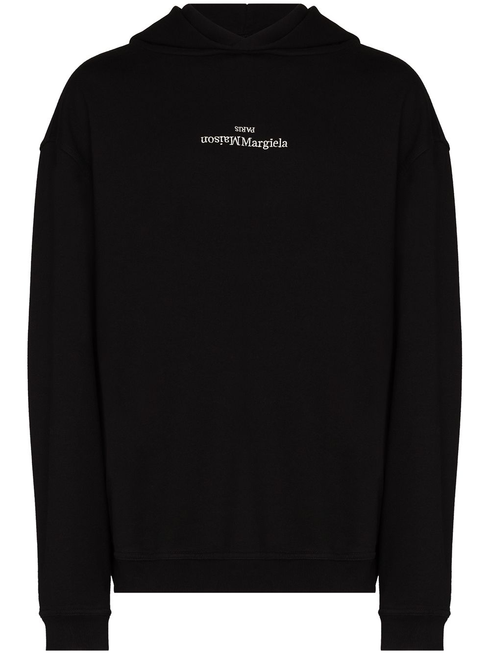 Maison Margiela logo刺绣棉连帽衫 - 黑色