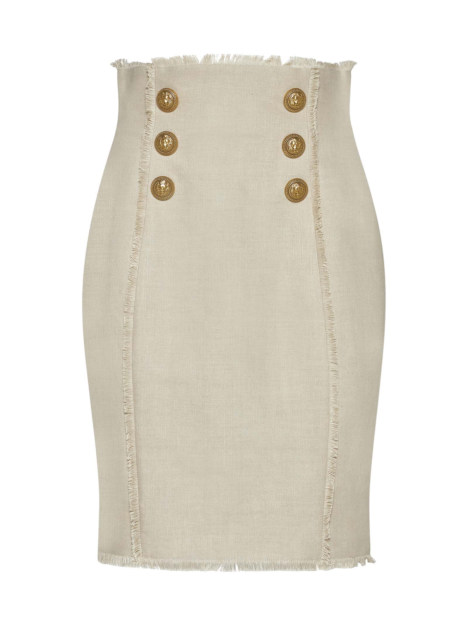 Balmain Linen Midi Skirt