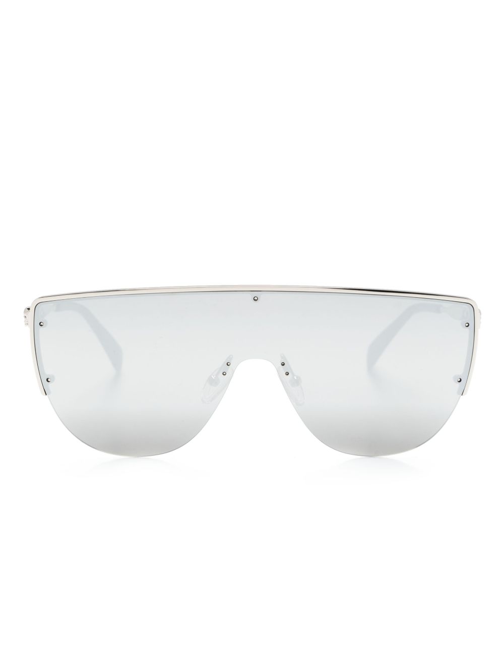 Alexander McQueen Eyewear 骷髅头铆钉盾形框太阳眼镜 - 银色