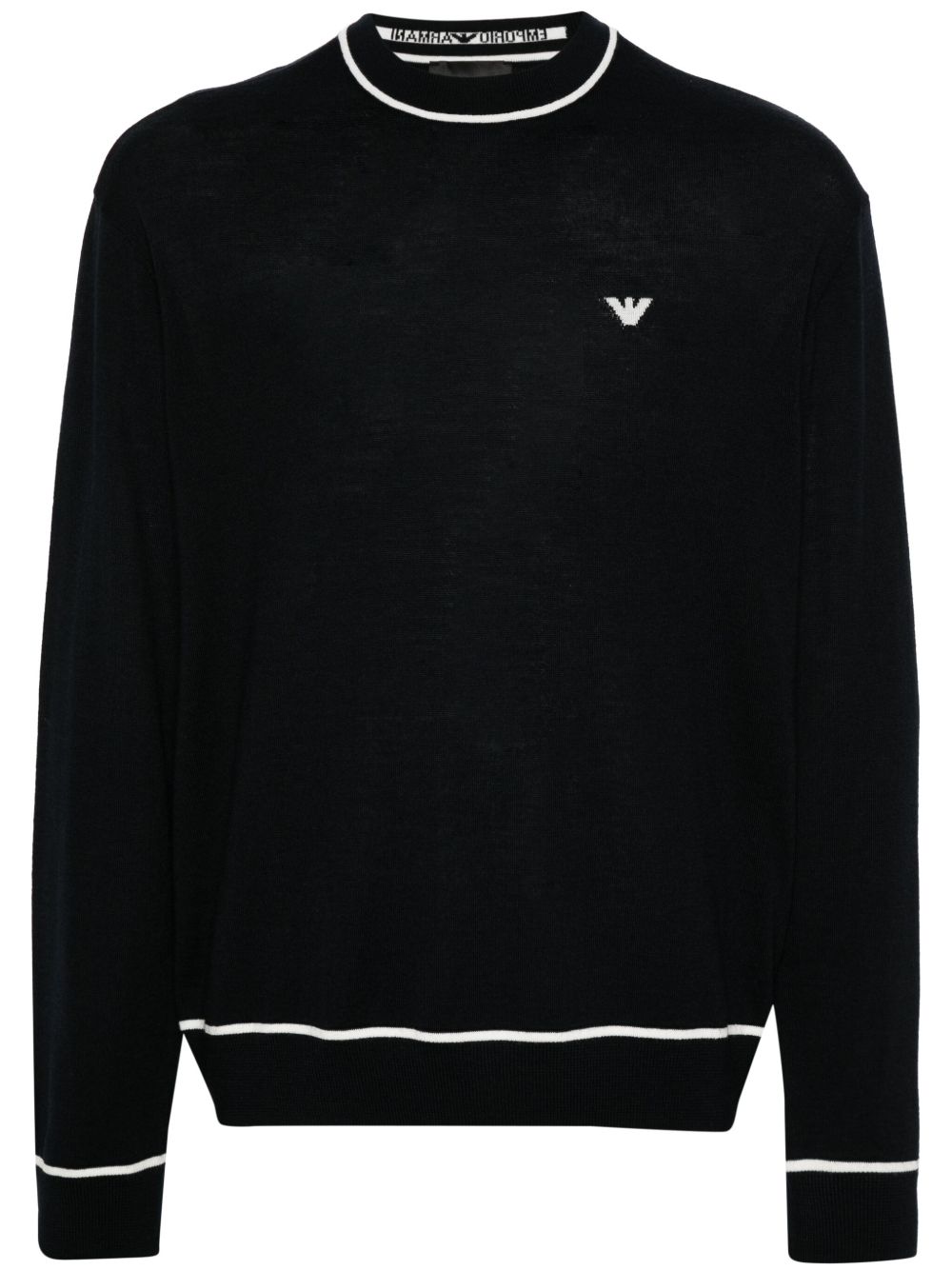 Emporio Armani logo提花毛衣 - 蓝色