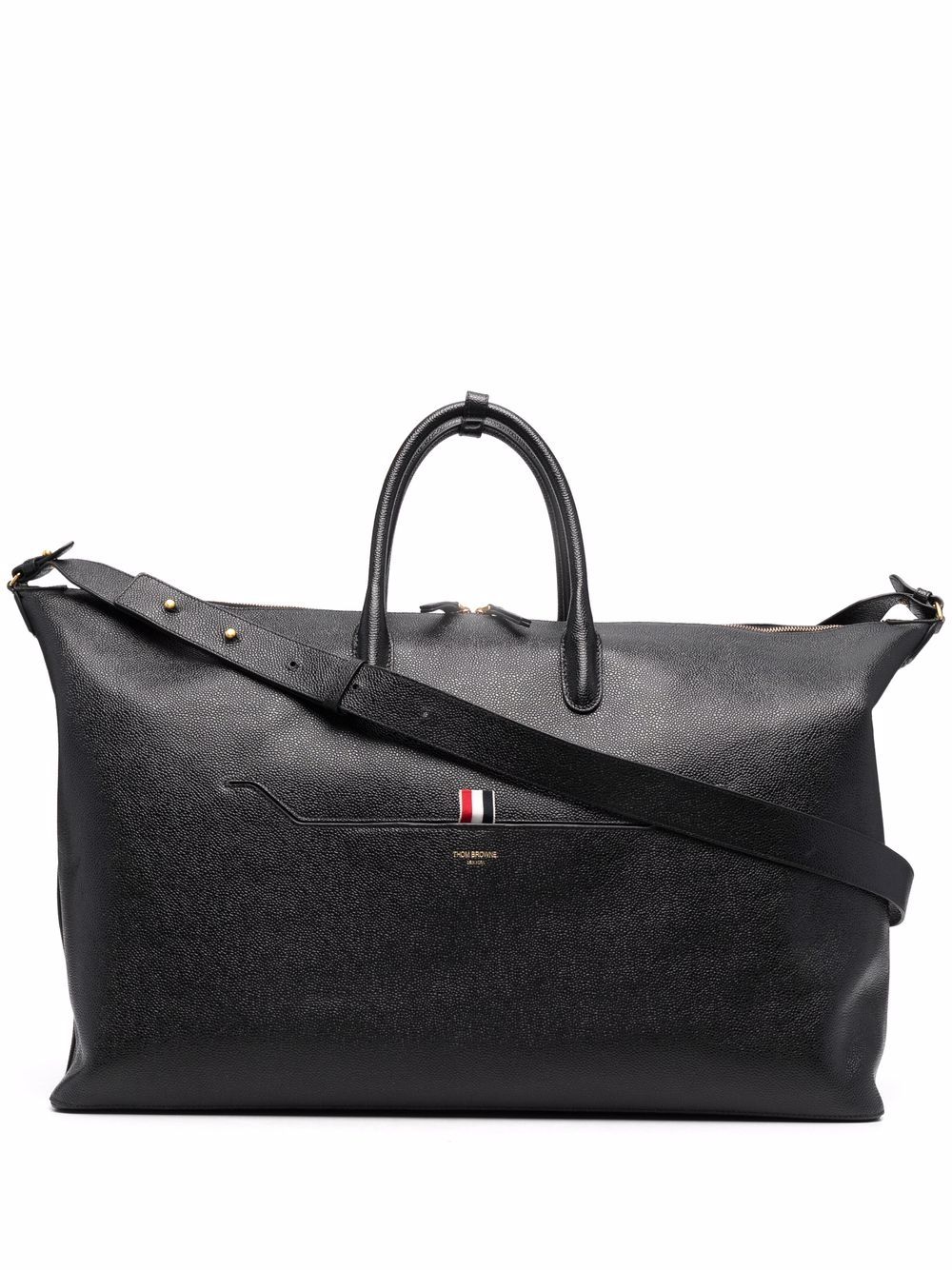 Thom Browne RWB 条纹皮质旅行包 - 黑色