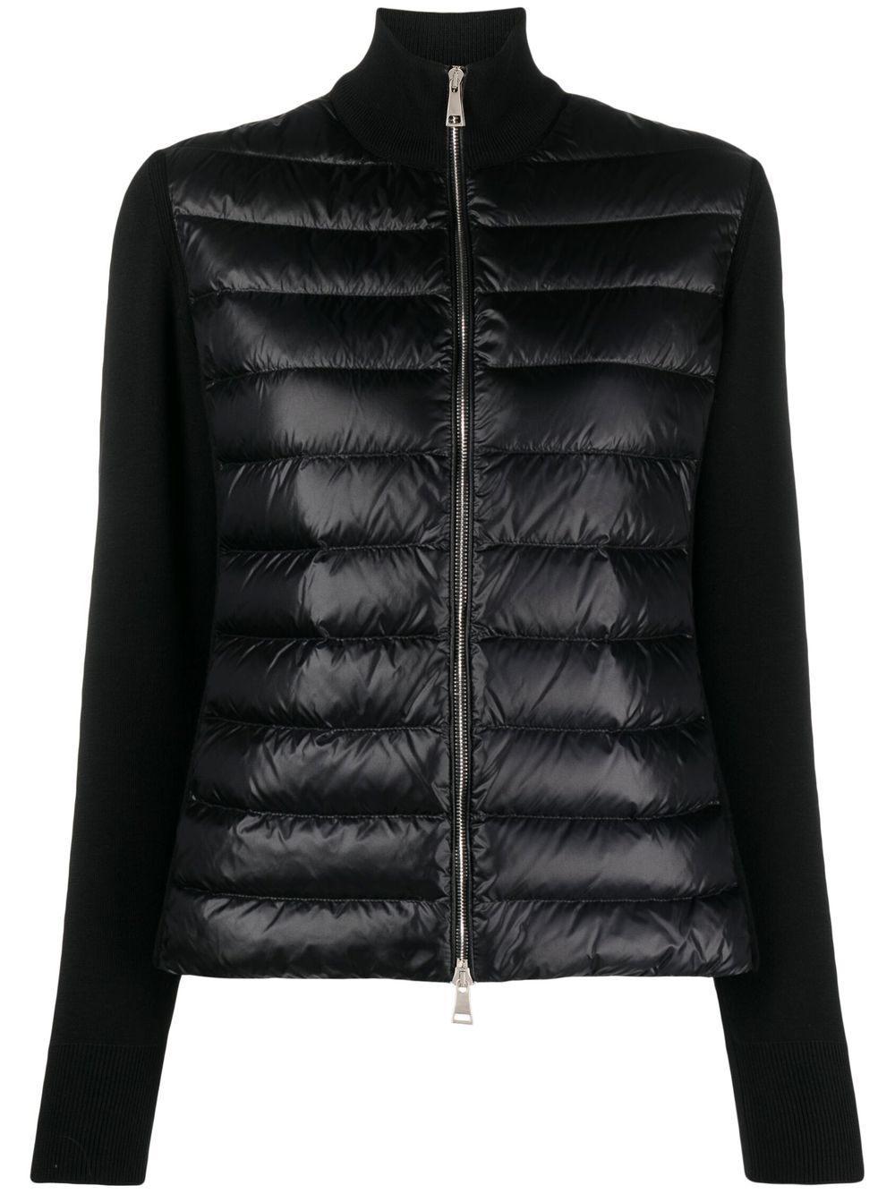 Moncler 针织衣袖填充夹克 - 黑色