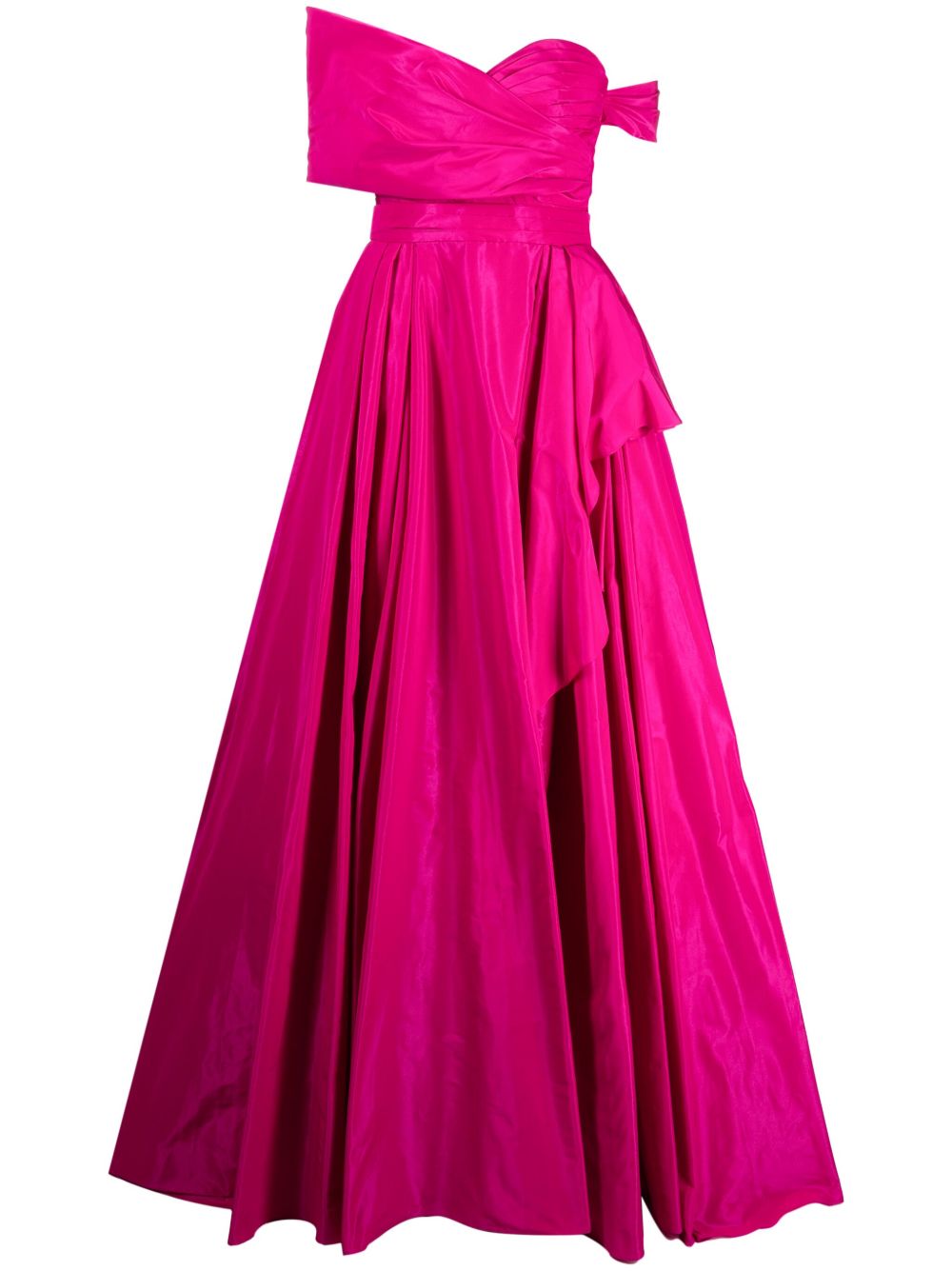 Zuhair Murad 露肩不对称真丝礼服 - 紫色
