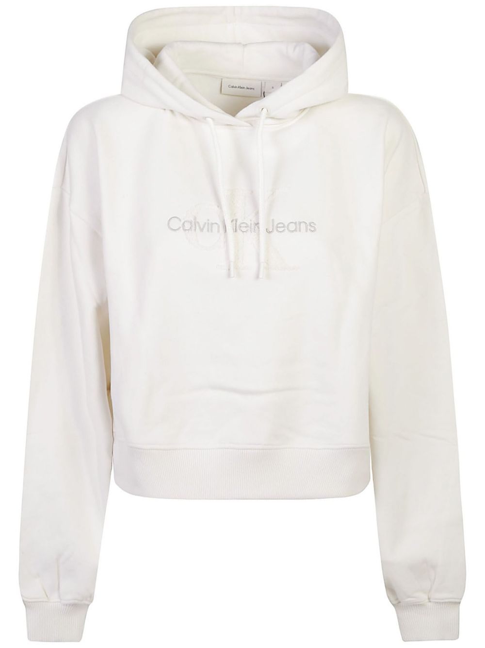 Calvin Klein logo刺绣连帽衫 - 白色
