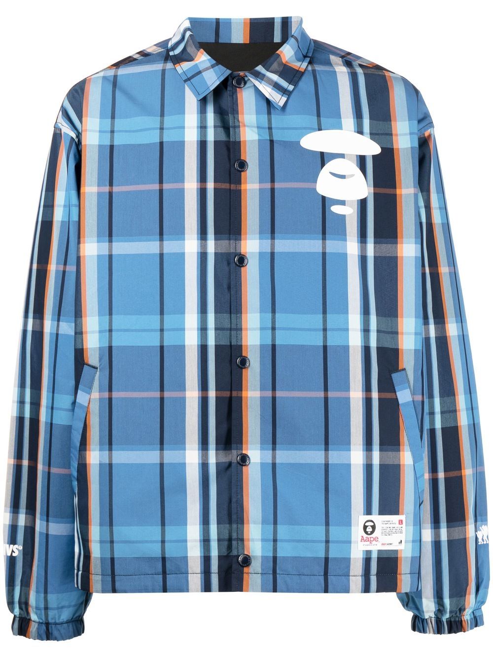 AAPE BY *A BATHING APE® 格纹logo衬衫式夹克 - 蓝色