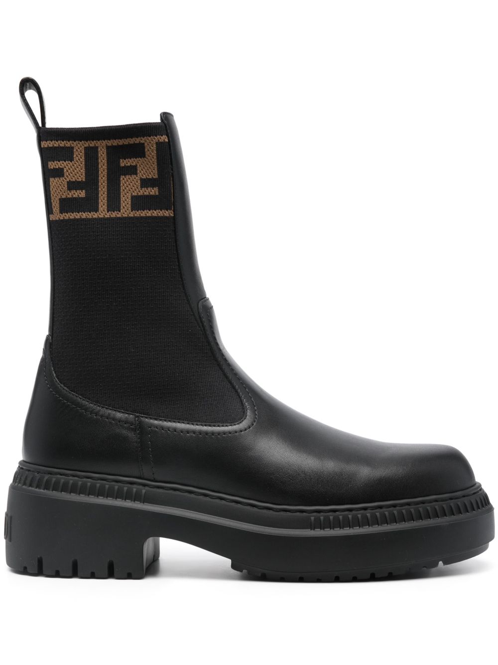 FENDI Domino 皮质及踝靴 - 黑色