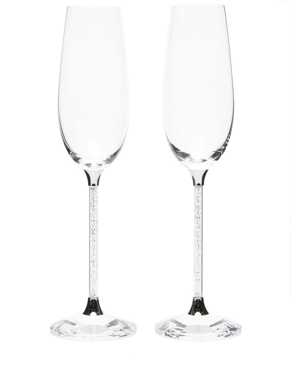Swarovski 晶饰笛形杯（两件装） - 银色