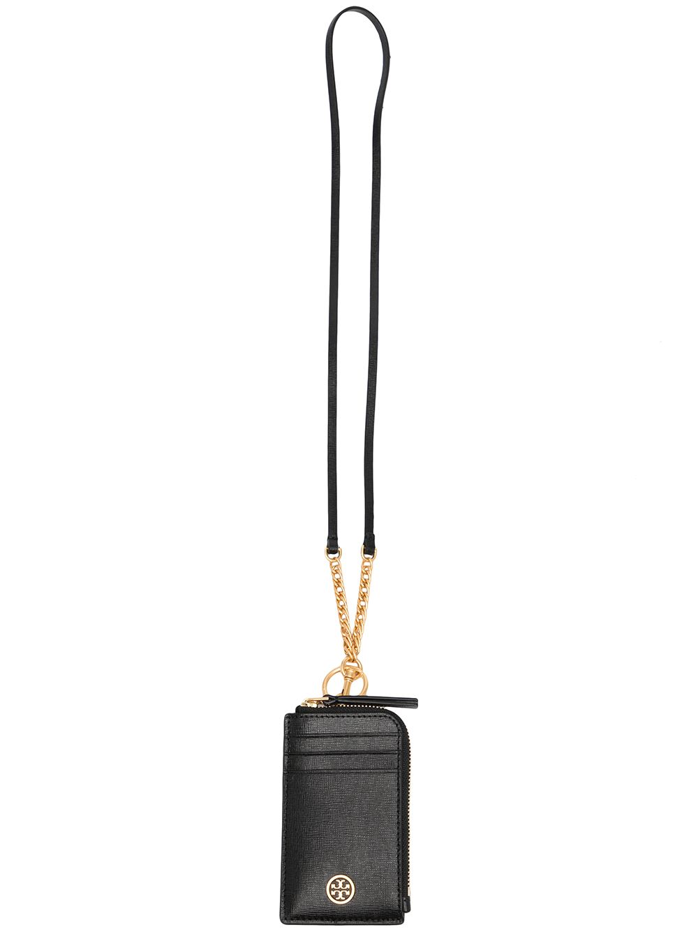 Tory Burch logo标牌皮质钱包 - 黑色