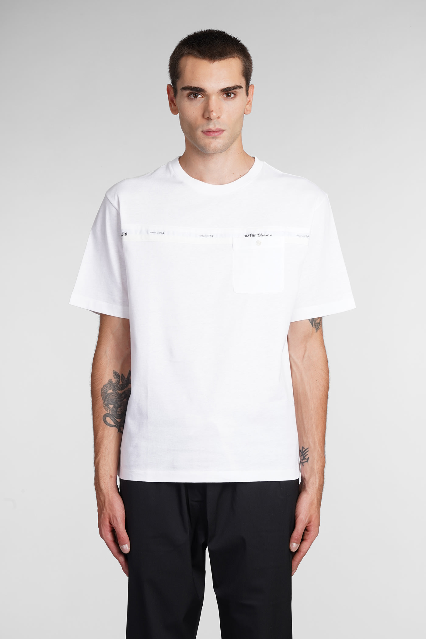 Palm Angels Logo-tape Detailed Crewneck T-shirt