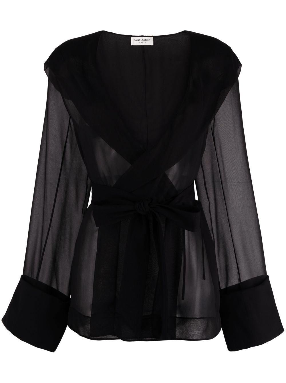 Saint Laurent 半透明长袖上衣 - 黑色