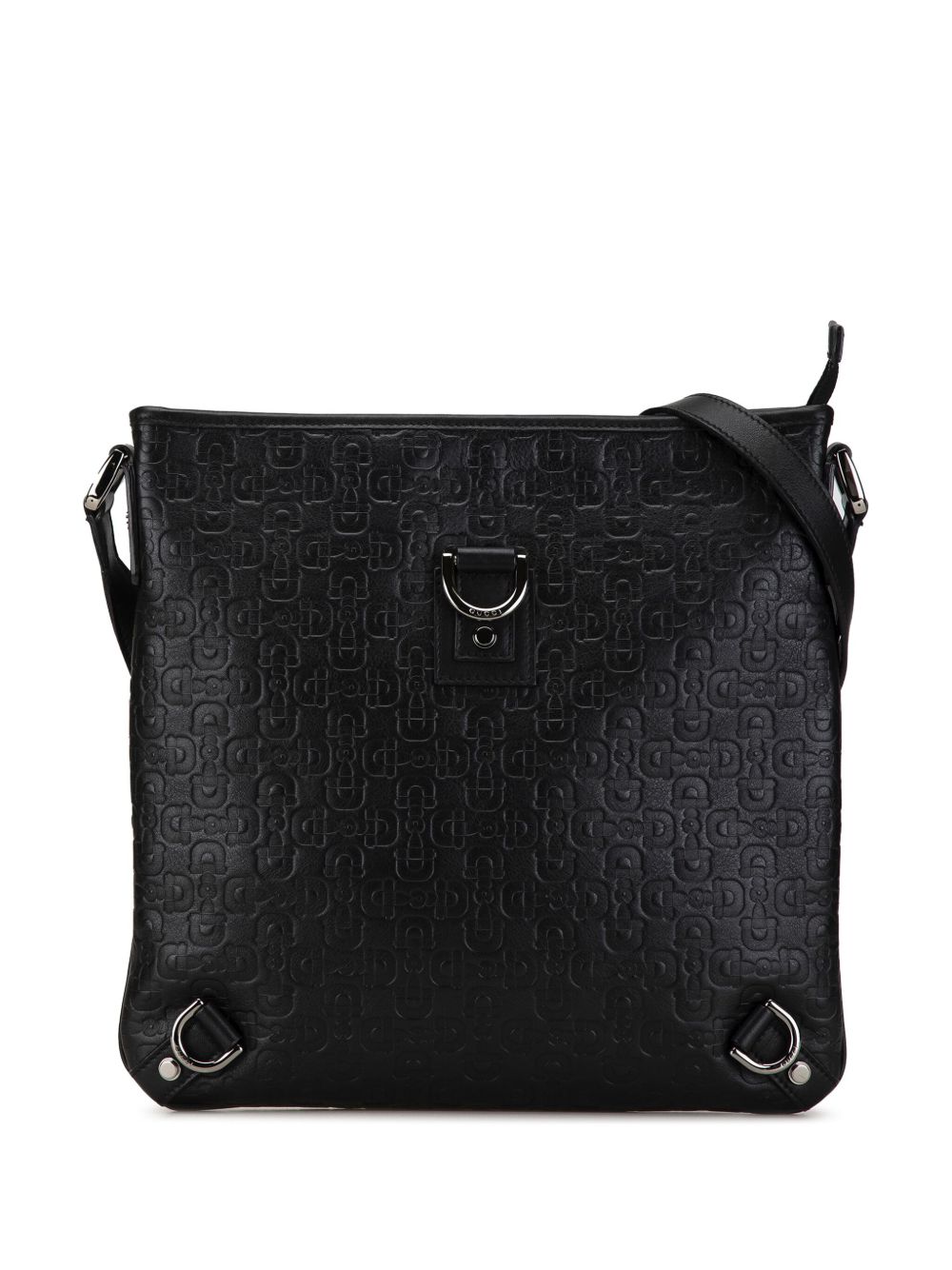 Gucci Pre-Owned Abbey D-Ring Horsebit 压纹皮质斜挎包（2000-2015年典藏款） - 黑色