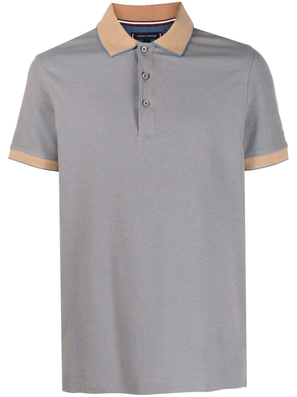 Tommy Hilfiger logo标牌双色polo衫 - 蓝色