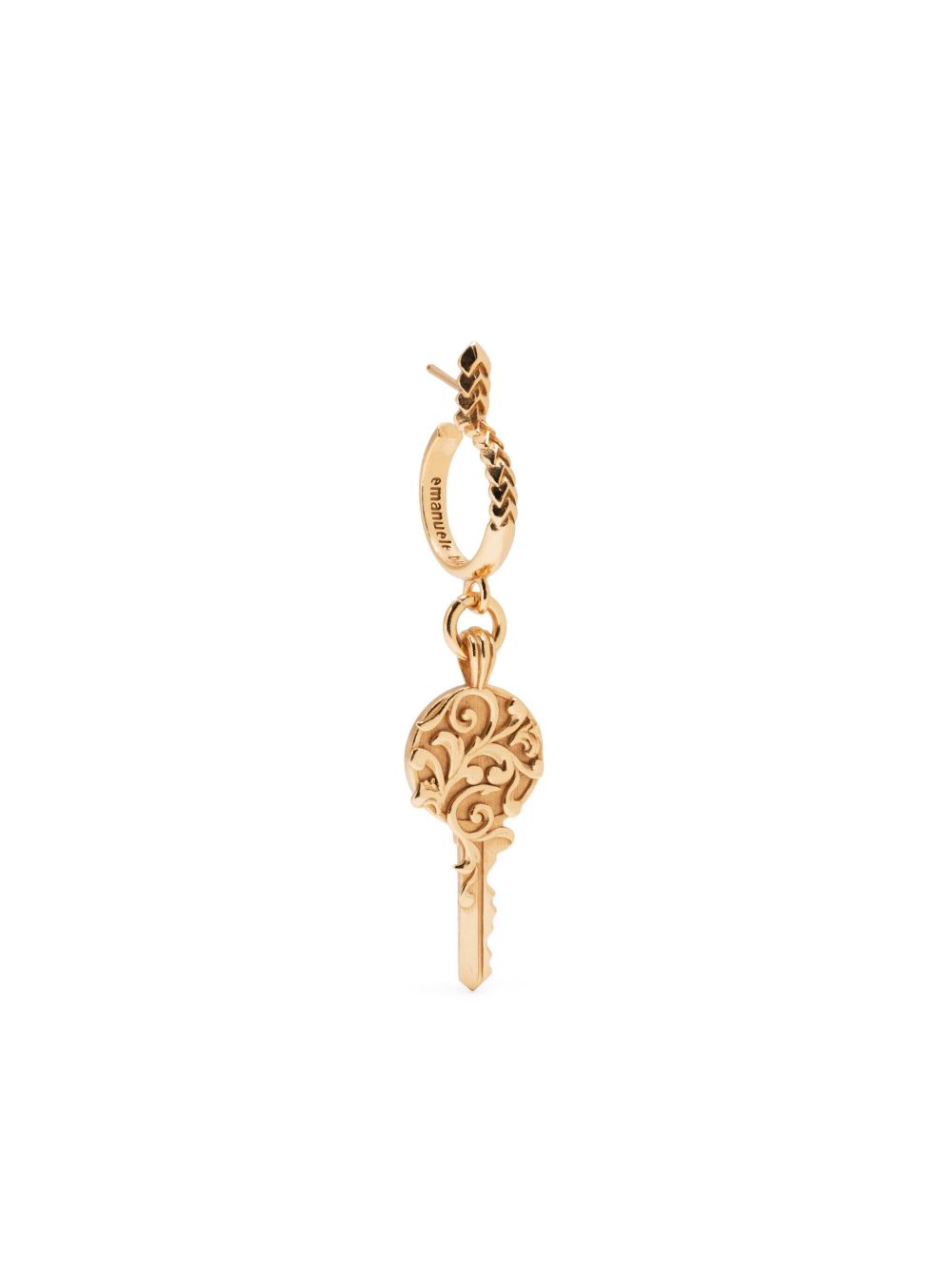Emanuele Bicocchi engraved key-charm earring - 金色