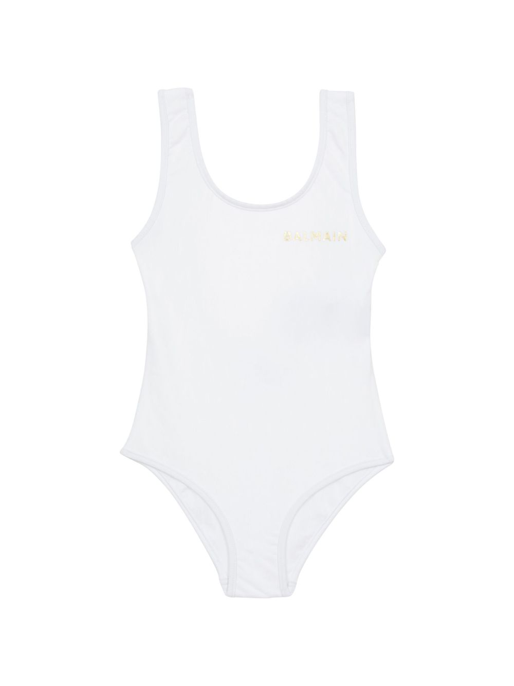 Balmain Kids 大面积logo图案连体泳衣 - 白色