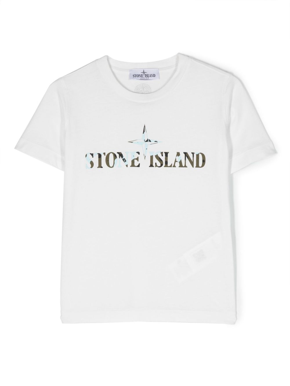 Stone Island Junior logo印花棉T恤 - 白色