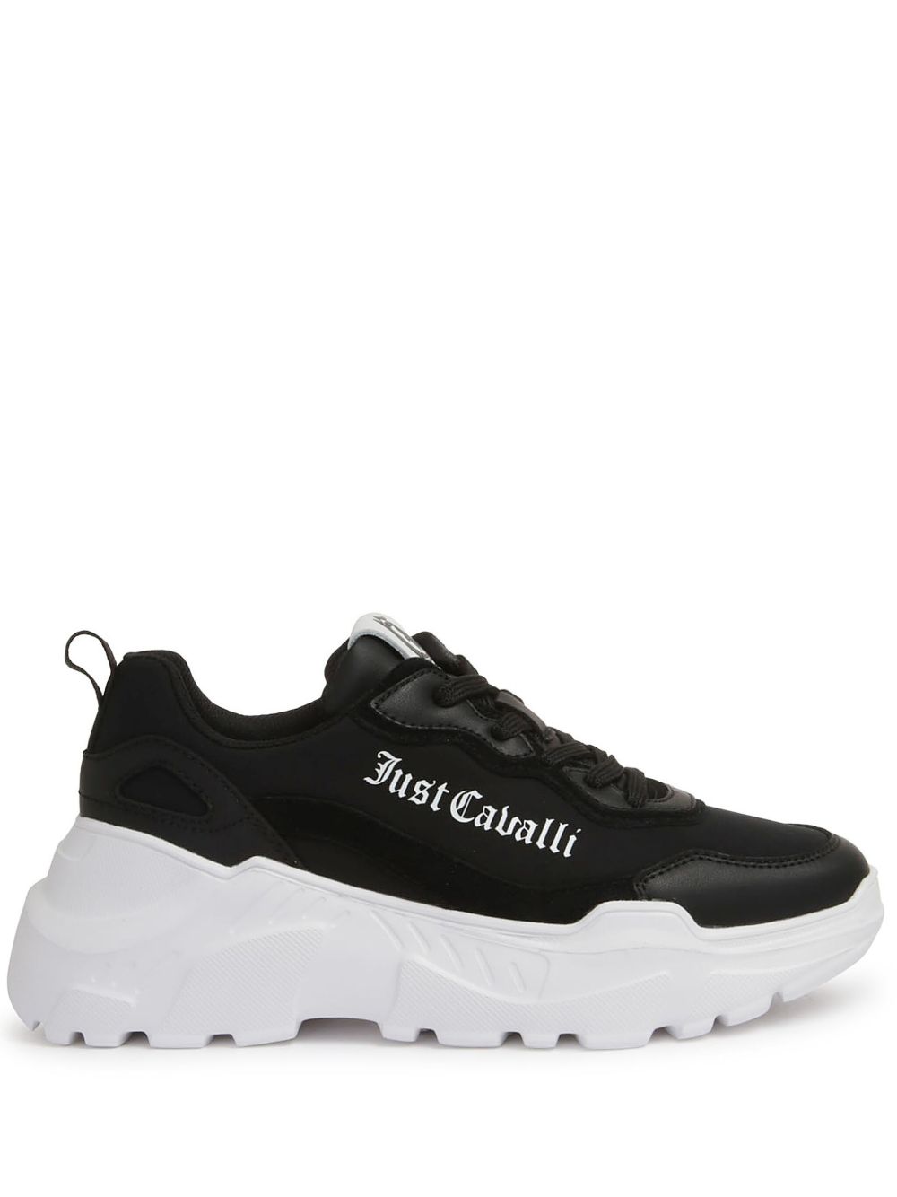 Just Cavalli logo印花拼接运动鞋 - 黑色